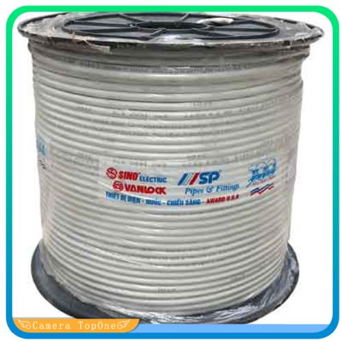 10m Cáp đồng trục Sino RG6 (5C-FB) lõi CCS 80 sợi màu trắng / Cáp đồng trục liền nguồn Sino RG59 + 2C hợp kim