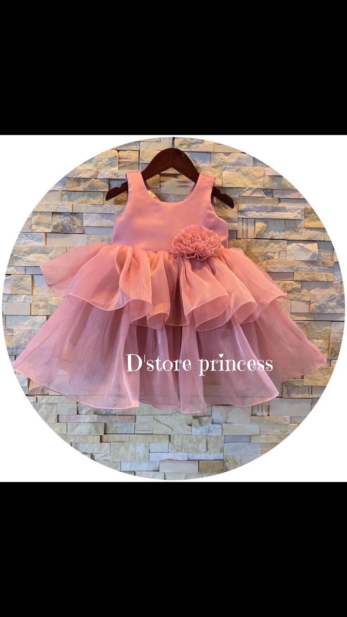 8kg - 20kg Đầm công chúa bé gái váy công chúa 2 tầng phối hoa siêu xinh cho nàng công chúa nhỏ D008