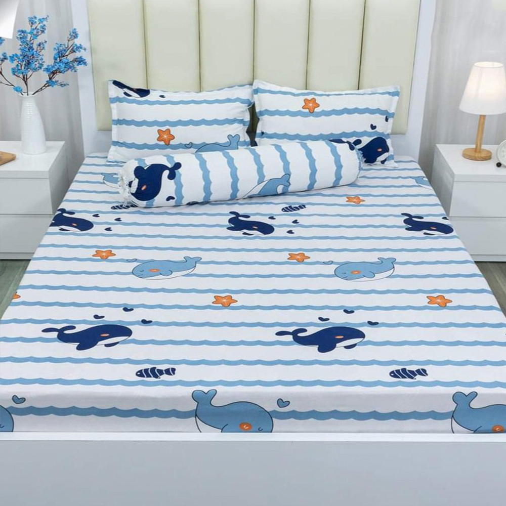 Bộ Ga Gối Mẫu Bơ Hello Cotton Poly, Ga giường Nhiều Kích Thước M2/M6/M8/2M2