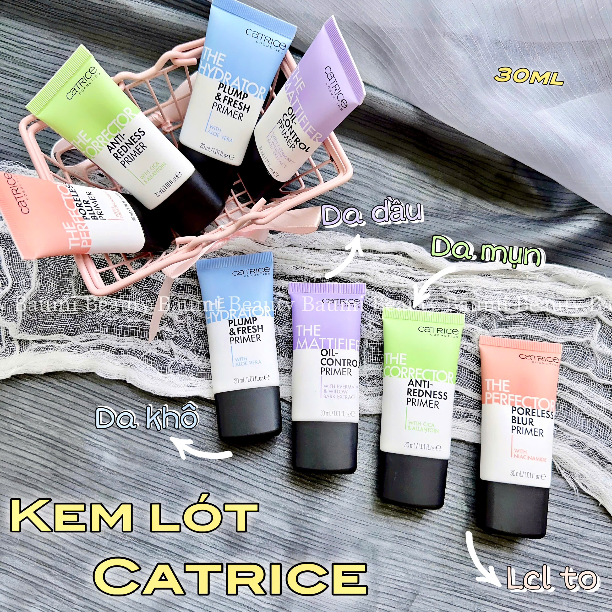 Kem lót triệt sắc, cấp ẩm, che mờ lỗ chân lông Catrice Cosmetics Primer đủ màu 30ml - Đức