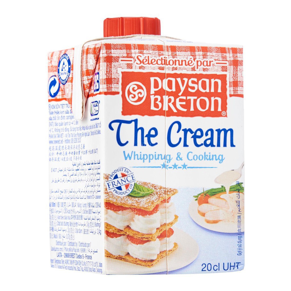 Kem sữa whipping cream Paysan Breton 200 ml TA0102