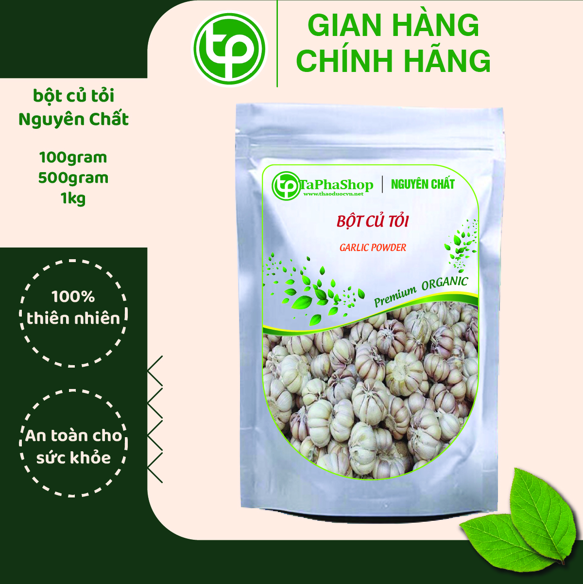BỘT TỎI (GARLIC POWDER) THƯƠNG HIỆU THẢO DƯỢC TẤN PHÁT - TÚI LỚN LOẠI 1KG