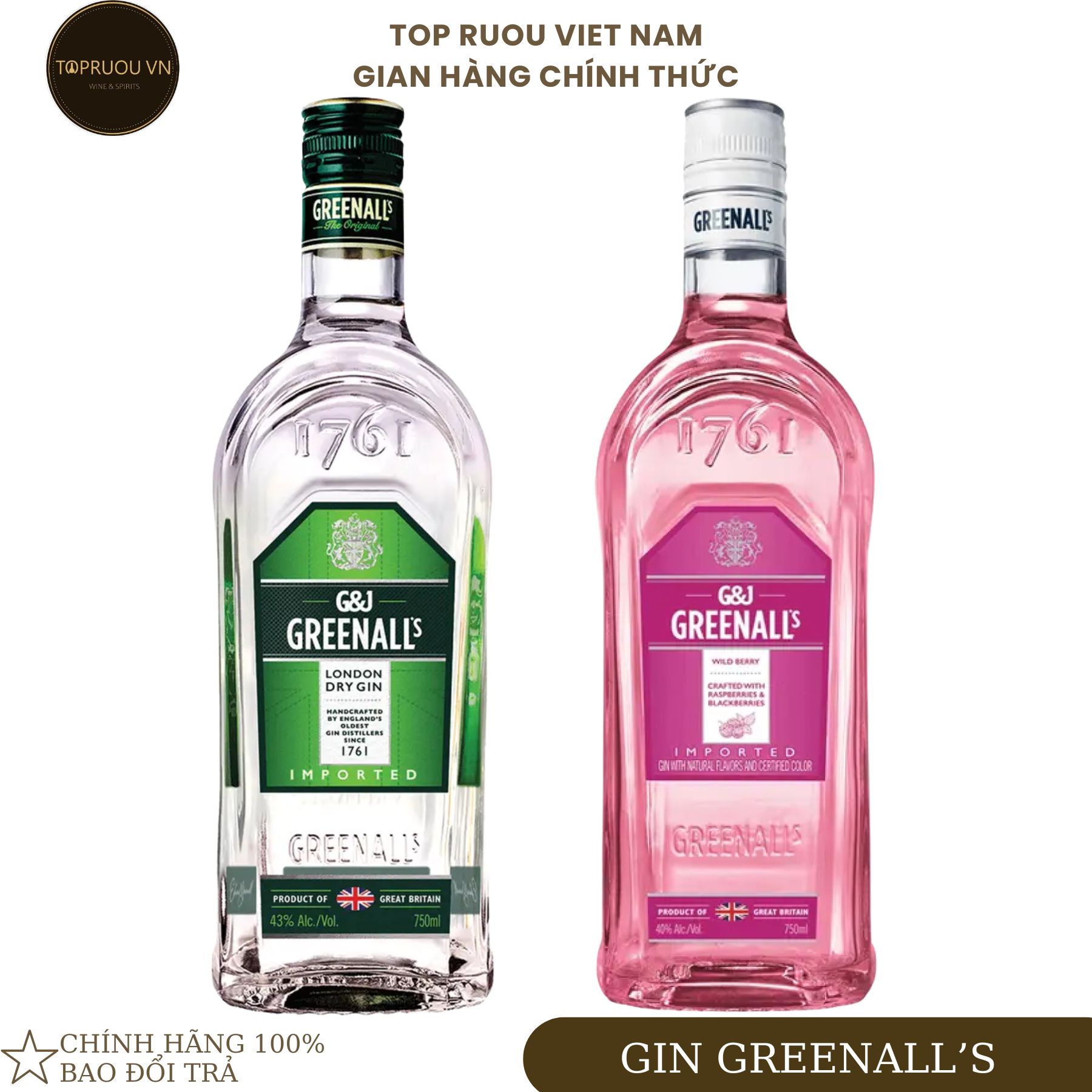 [Top Rượu VN] Rượu Gin Greenall's Original - Wild Berry 700ml [Chính Hãng]