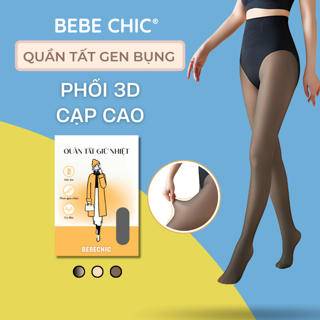 Quần Tất 3D Cạp Cao Ôm Eo Nâng Mông Che Hoàn Toàn Khuyết Điểm BEBECHIC BT16