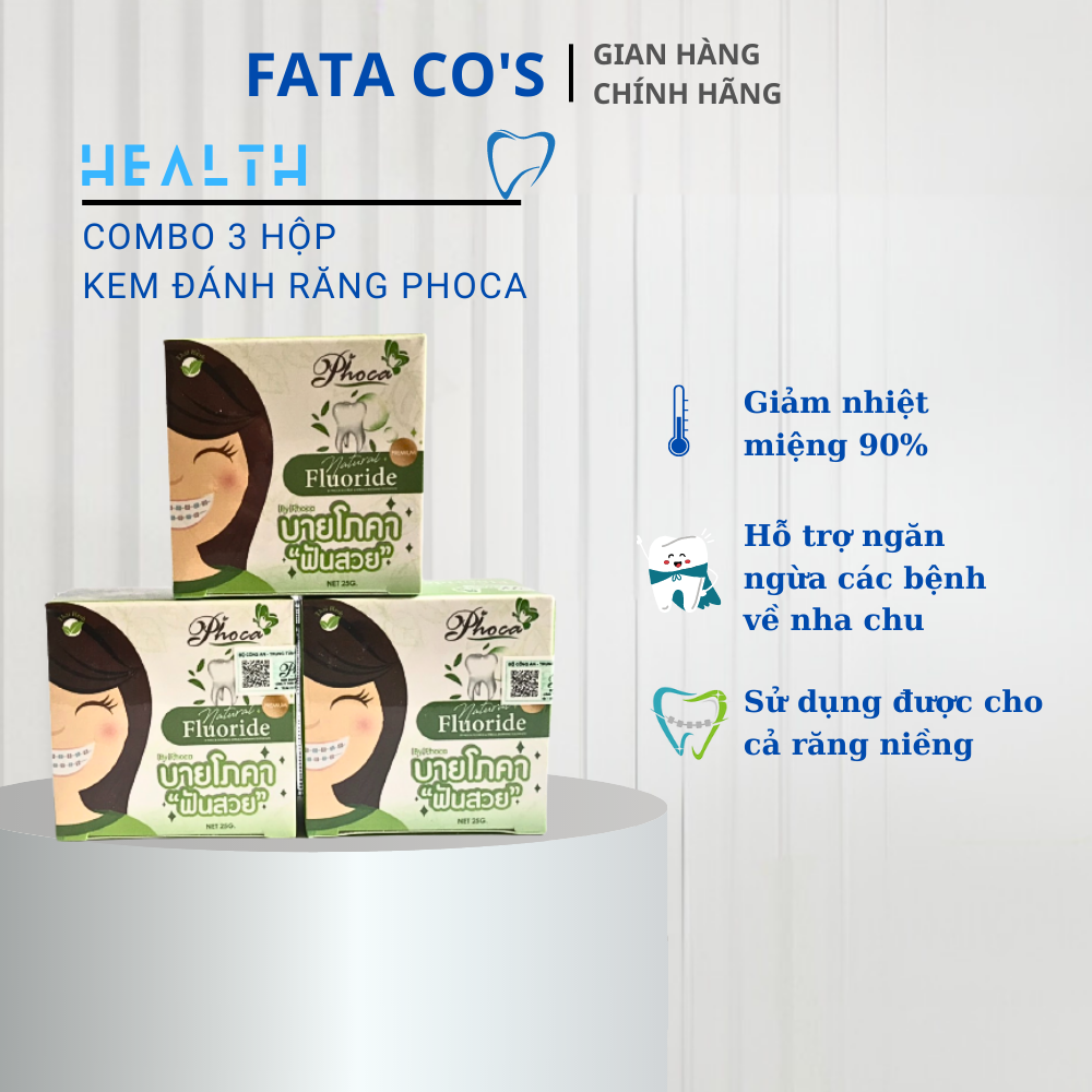 Combo 3 Kem đánh răng thảo dược BY PHOCA Thái Lan 25g giúp răng trắng sáng