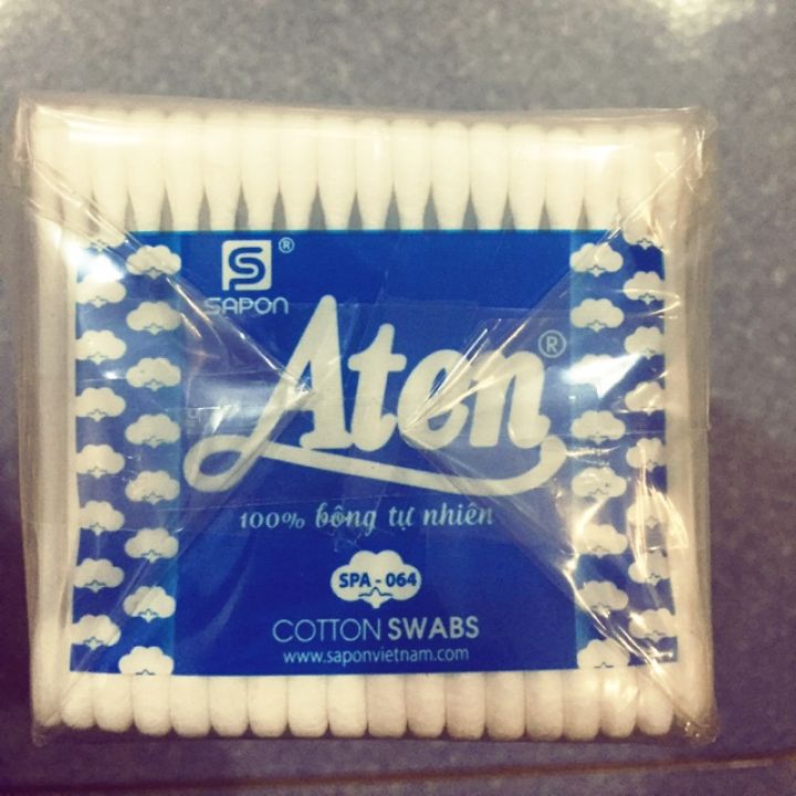 Bịch 12 gói tăm bông vệ sinh tai, mũi thân nhựa (100 cây/ gói)- dùng cả năm