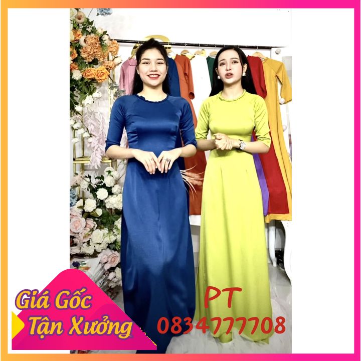 Áo Dài Tây Thi May Sẵn Kết Cổ- Áo Dài Truyền Thống (Không Kèm Quần)