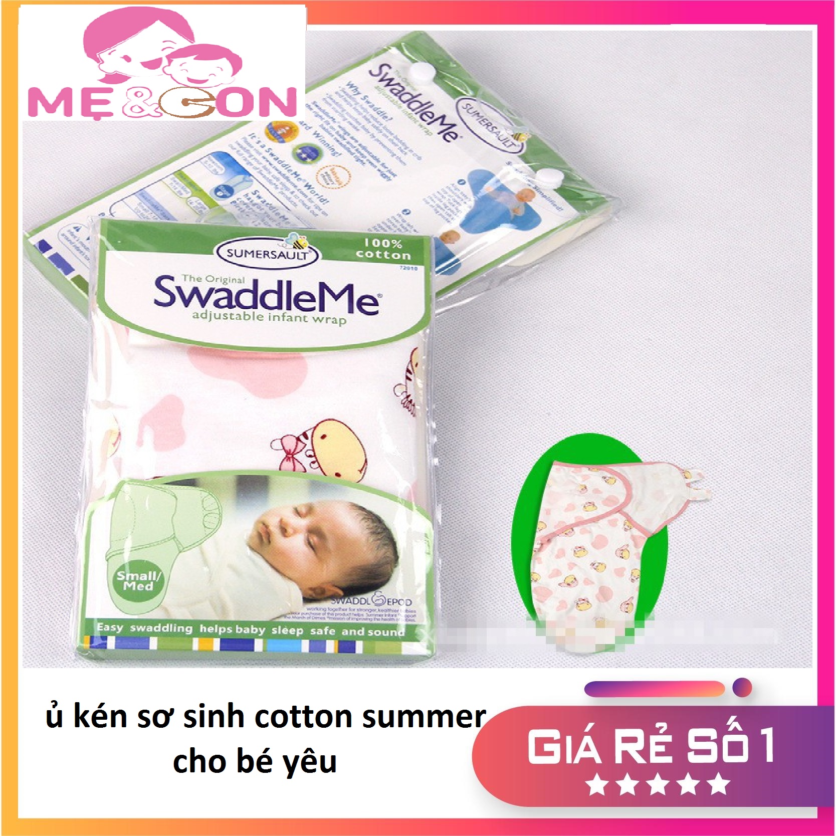 ủ kén sơ sinh cotton summer cho bé trai, gái