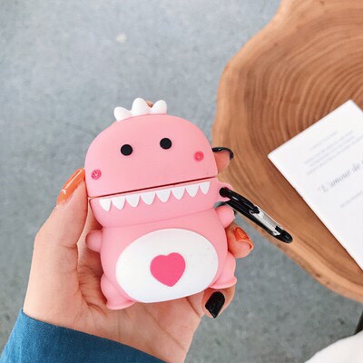 Case airpods 1/2 khủng long xanh hồng - Vỏ bảo vệ hộp đựng tai nghe airpods 1/2, i11, i12