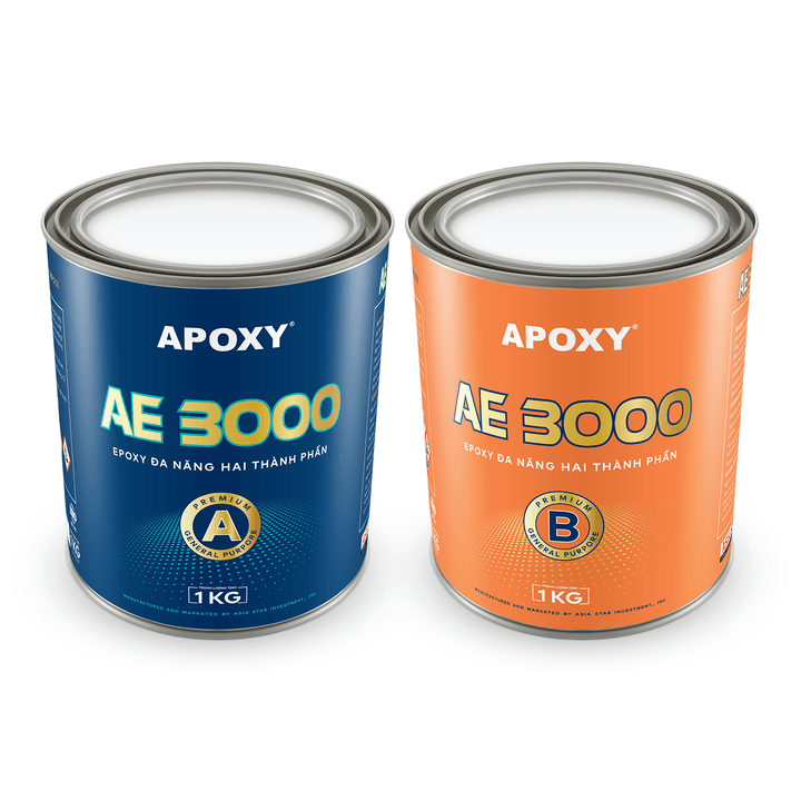 Keo epoxy 2 thành phần gắn đá tự nhiên APOXY AE 3000 - Bộ 2Kg - Màu Xám