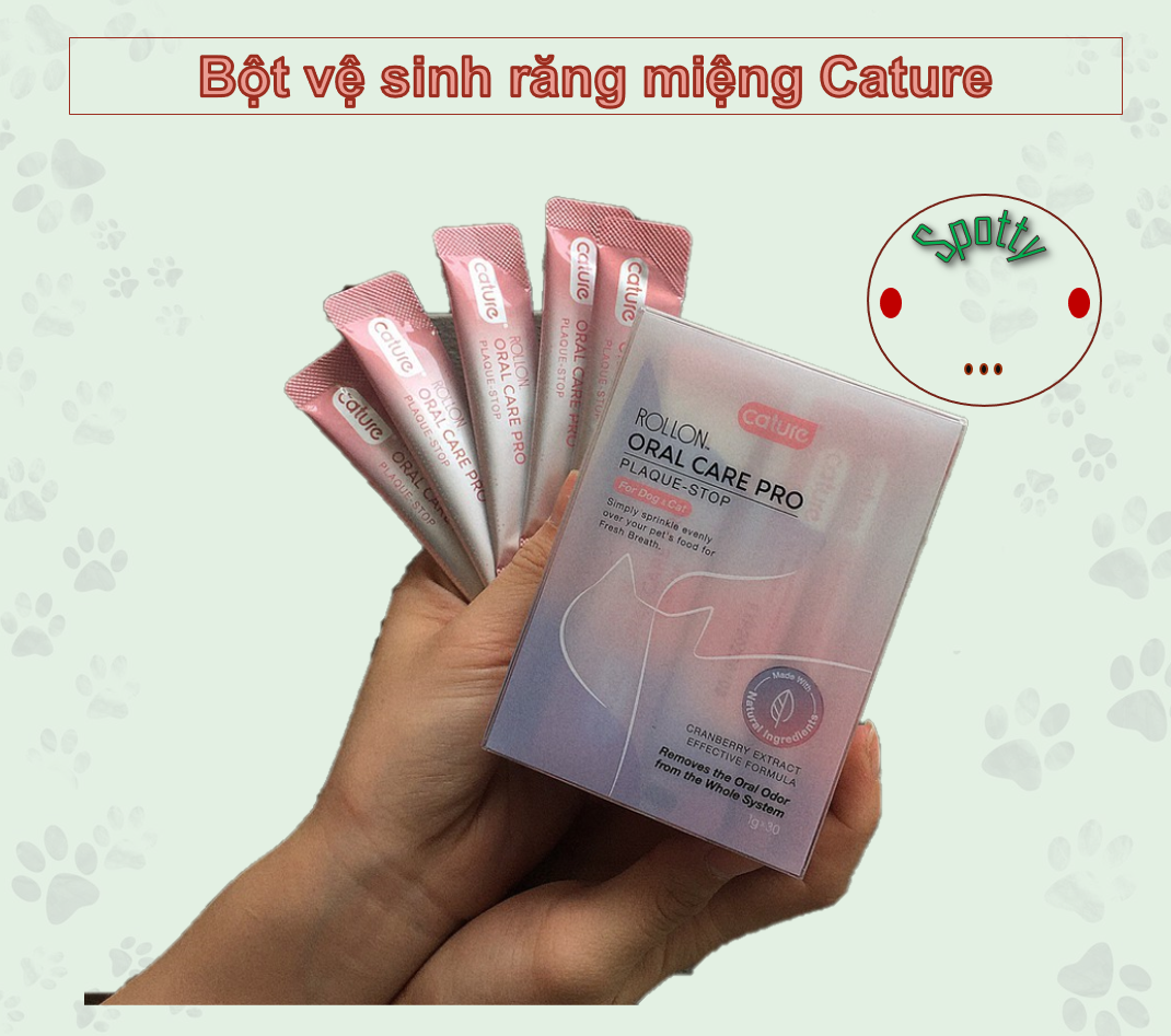 Bột làm sạch mảng bám răng khử mùi hôi miệng chó mèo - cature rollon oral care pro plaque-stop thanh 1gr