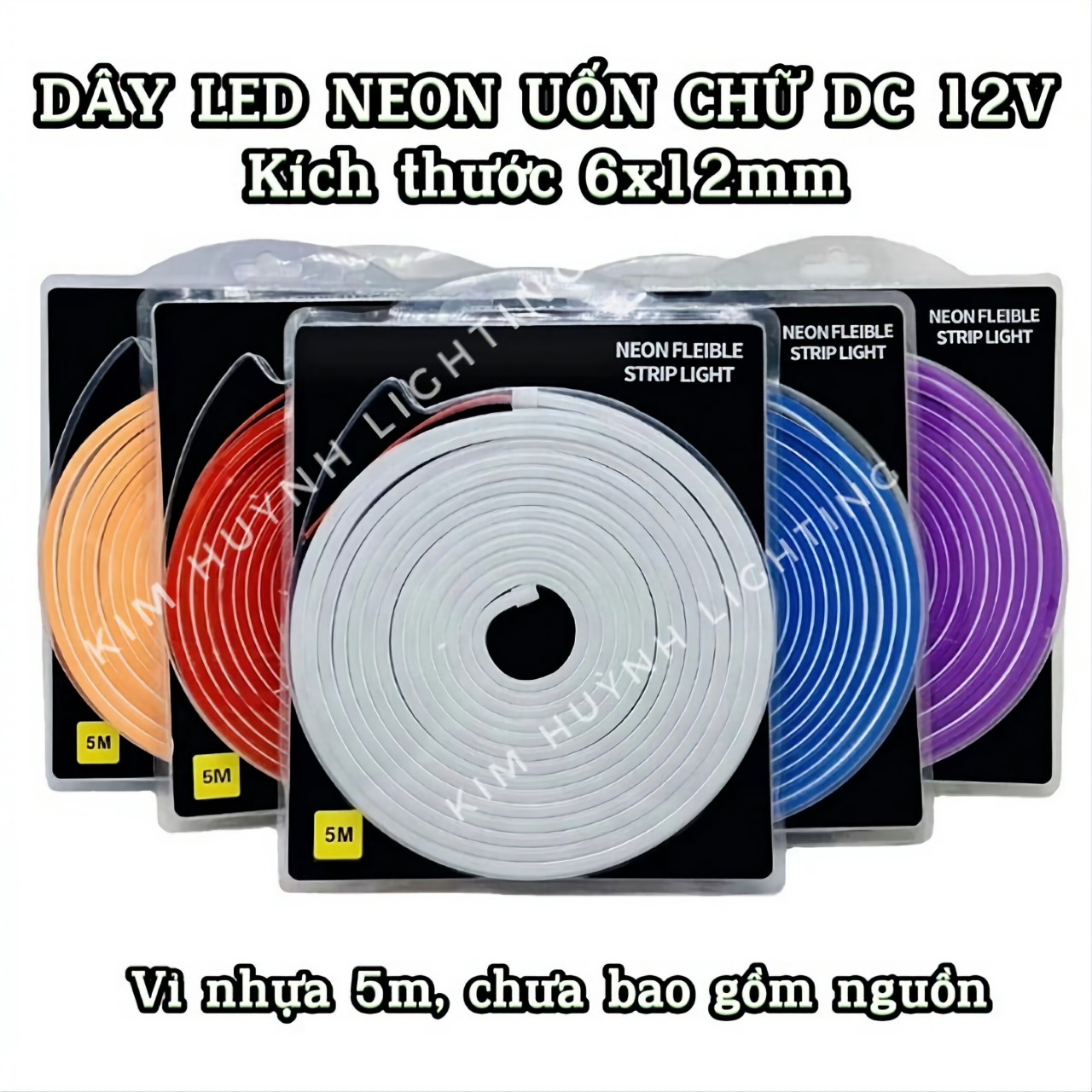 Dây đèn led neon flex (6x12)mm DC12V uốn chữ, không thấm nước sử dụng ngoài trời (vỉ 5m chưa nguồn)