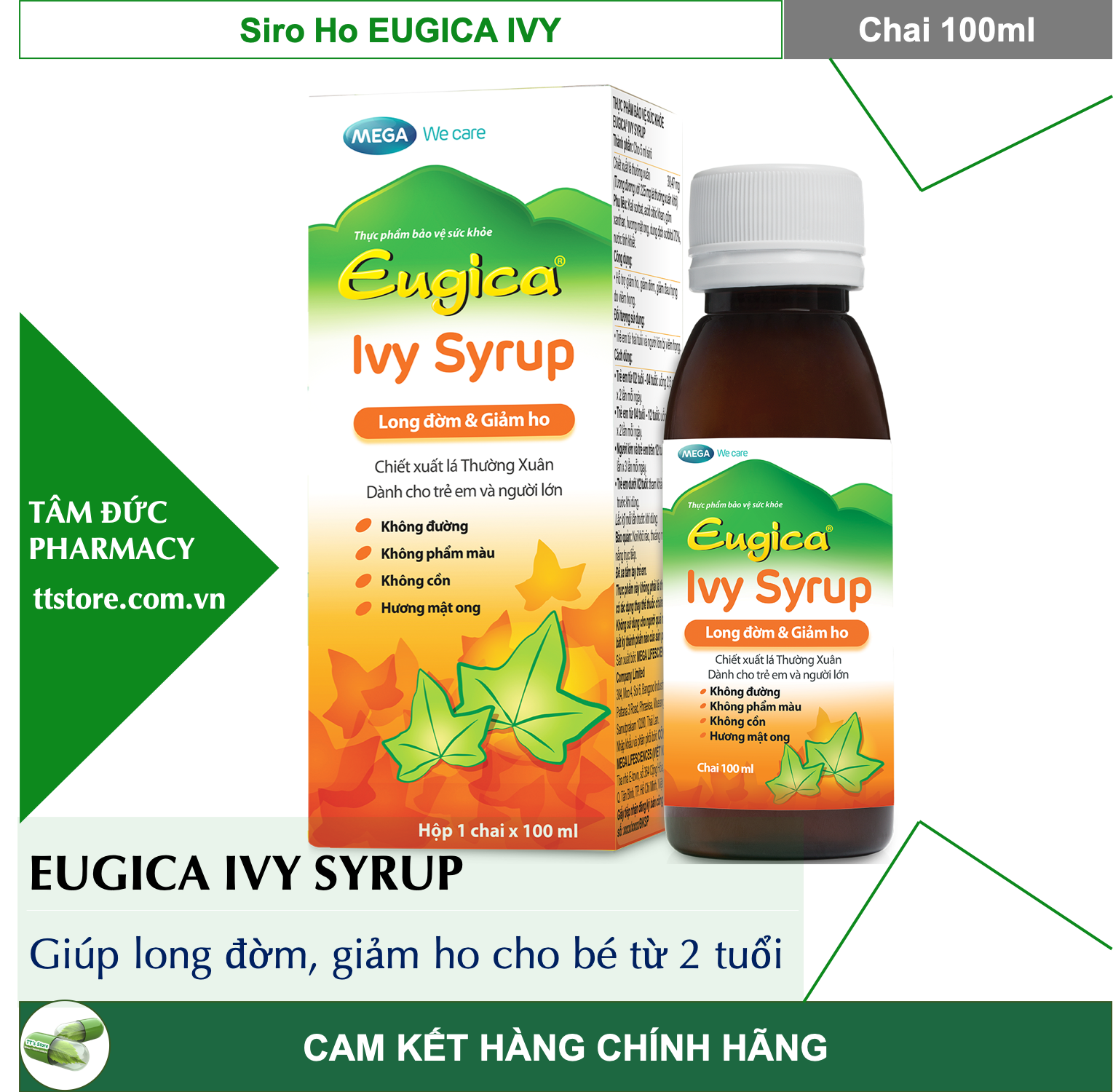 Siro ho eugica ivy - chiết xuất cao lá thường xuân - giảm ho, long đờm cho trẻ từ 2 tuổi