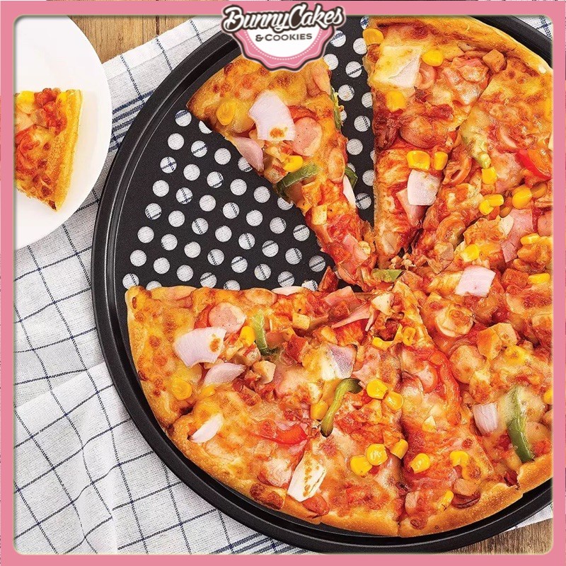 Khay pizza đục lỗ chống dính/khuôn nướng pizza 24.5cm2cm