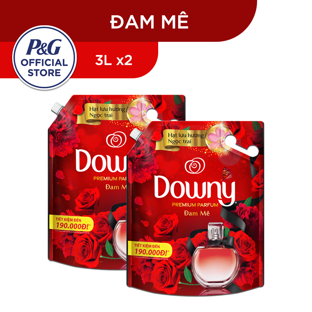 Combo 2 Túi Nước Xả Vải DOWNY 3L Hương Nước Hoa Đam Mê