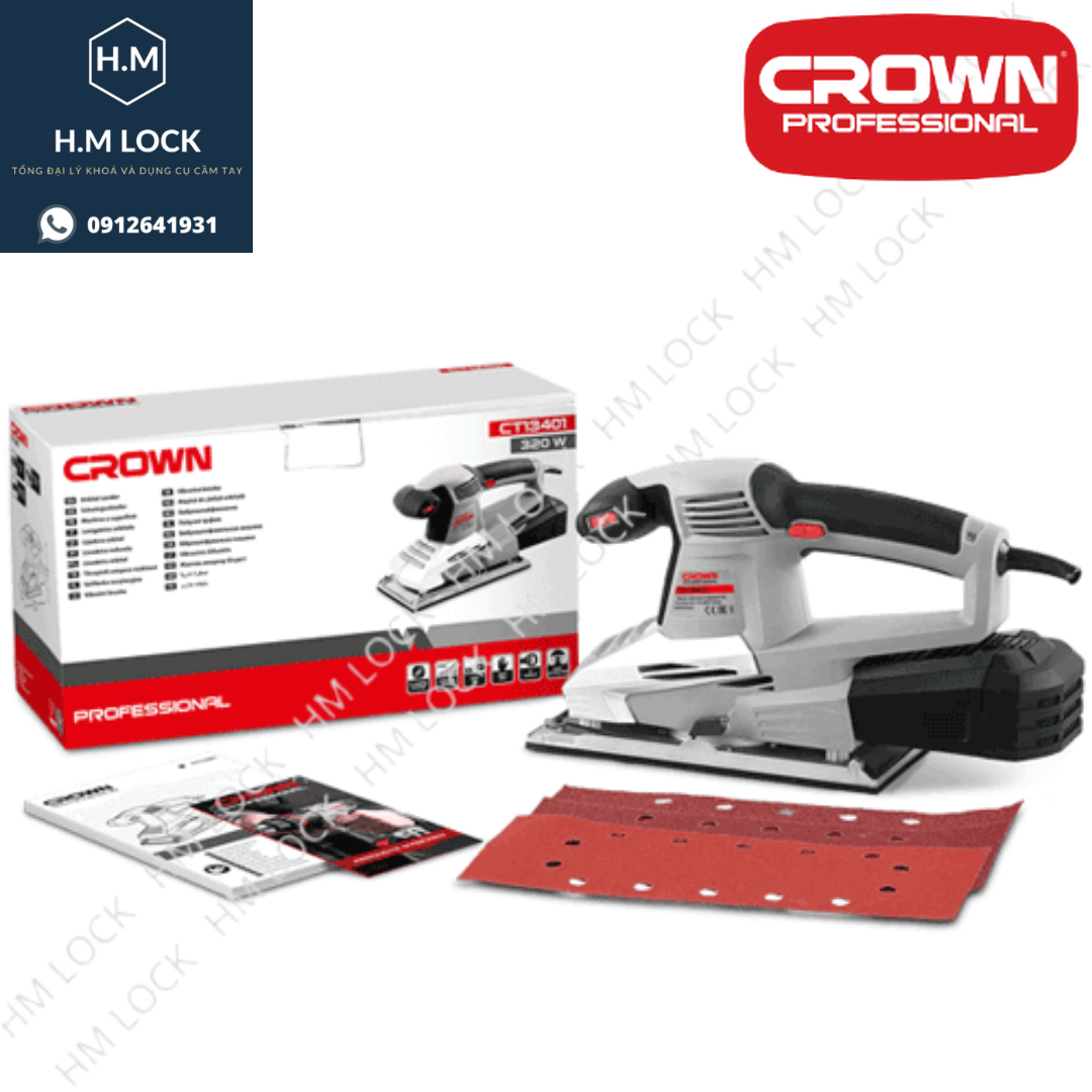 187x90mm máy chà nhám rung 220w crown - 7 cấp điều chỉnh tốc độ - ct13400 - hàng chính hãng - hm lock