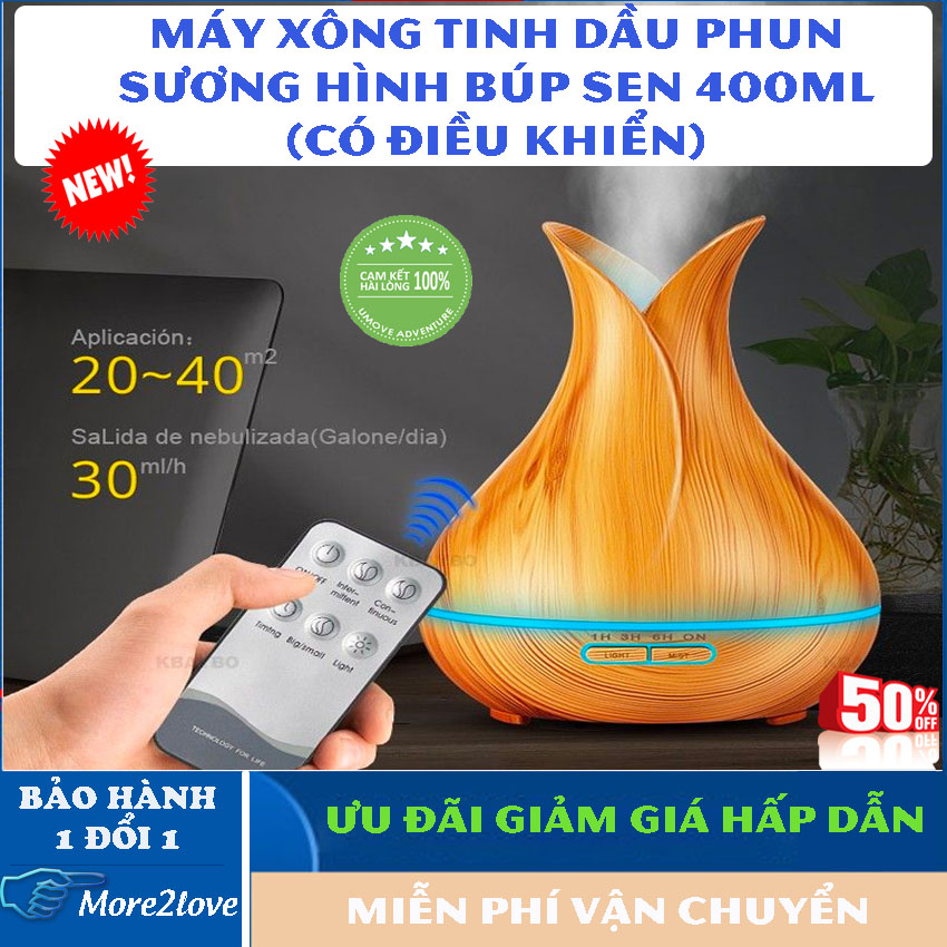 Máy xông tinh dầu cao cấp có điều khiển - điều hòa không khí, không bị khô da, cho giấc ngủ thoải mái - đèn xông tinh dầu loại nào tốt, mua đèn ngủ xông tinh dầu phun sương ở đâu chất lượng tốt - bh 12 tháng - more2love