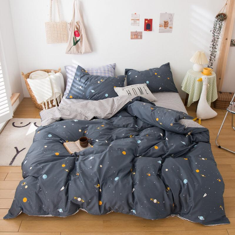 Bộ chăn ga gối cầu vồng MỊN DECOR cotton 3D mềm mại hot trend