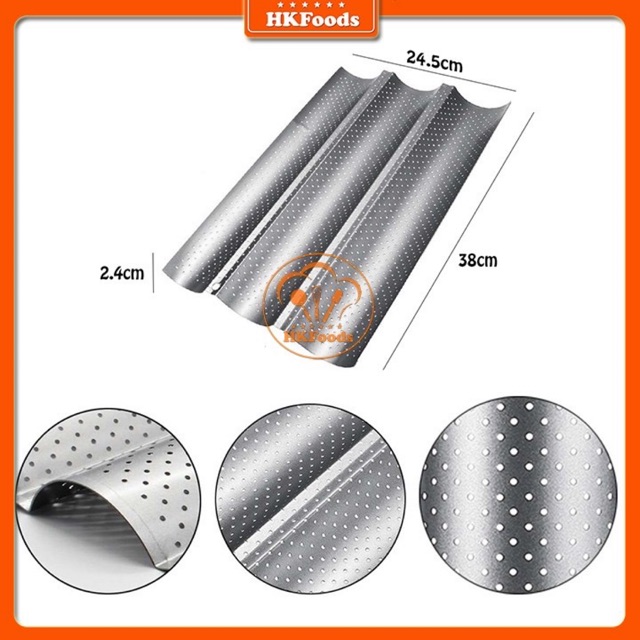 Khay Nướng Bánh Mì Pháp Baguette 3 Rãnh