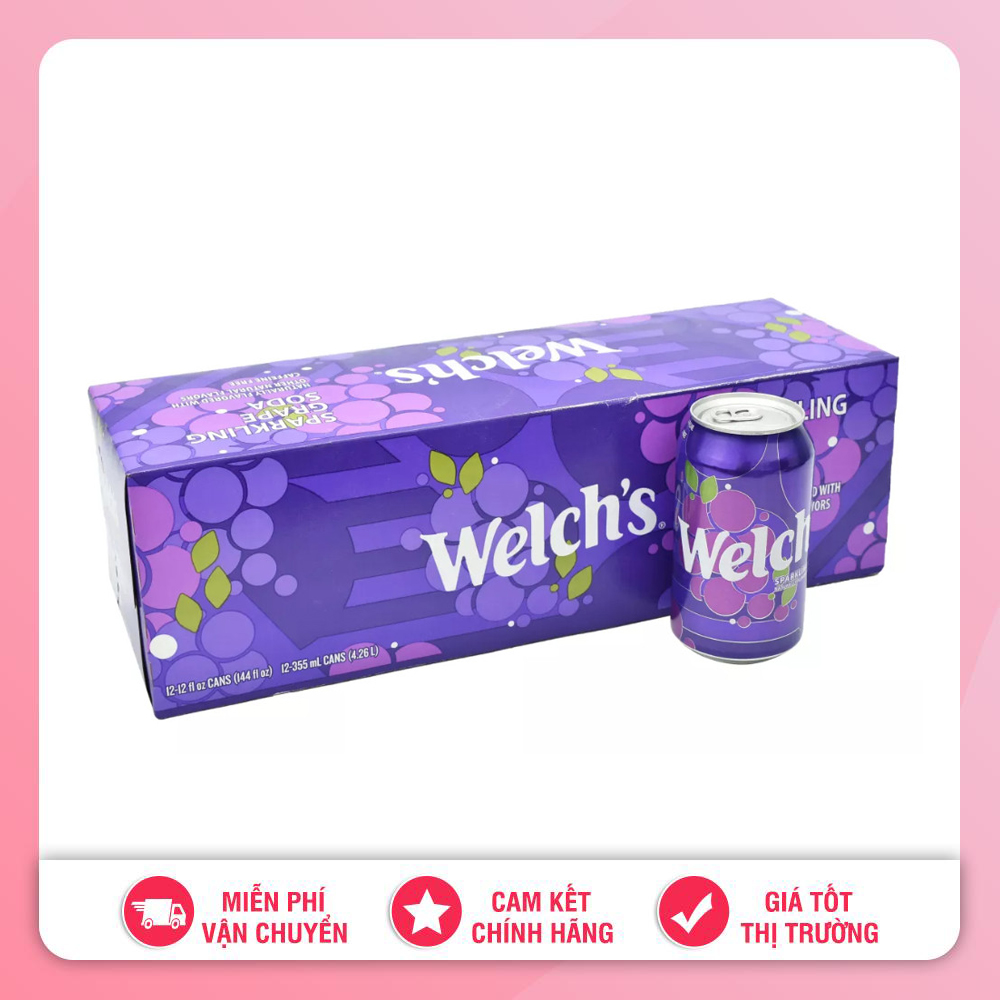 Lốc 12 lon nước ngọt có gas welch's sparkling grape soda mỹ