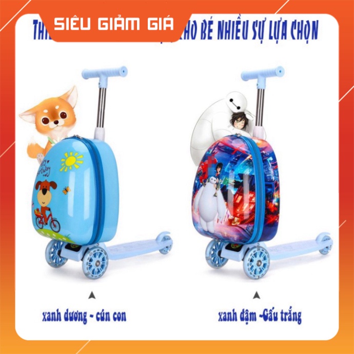 Xe Vali kéo kèm xe trượt scooter cho , vali 16inch cho bé, chất liệu nhựa cao cấp . Giá Siêu Sale