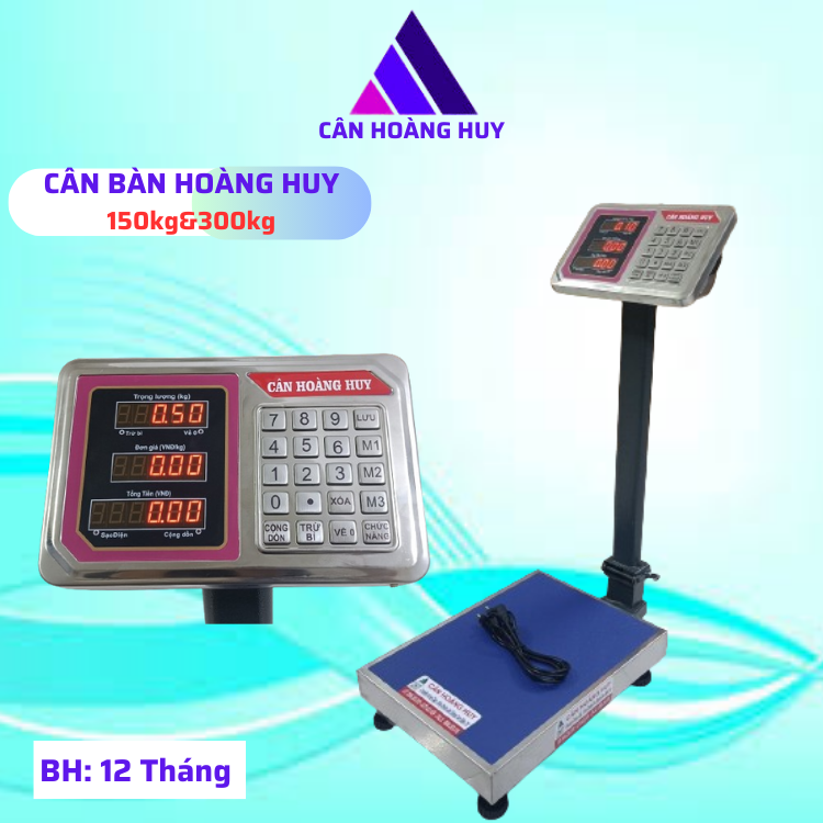 Cân Bàn Điện Tử Hoàng Huy-150kg dùng cho cân hàng hóa,khung cân được làm bằng thép không gỉ