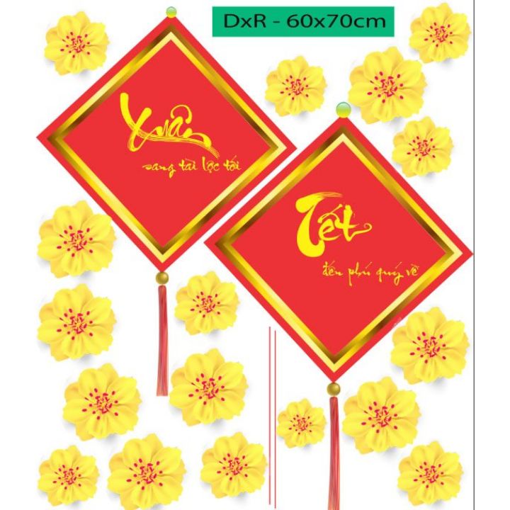 Decal trang trí câu đối tết PK635 (Không phai màu)