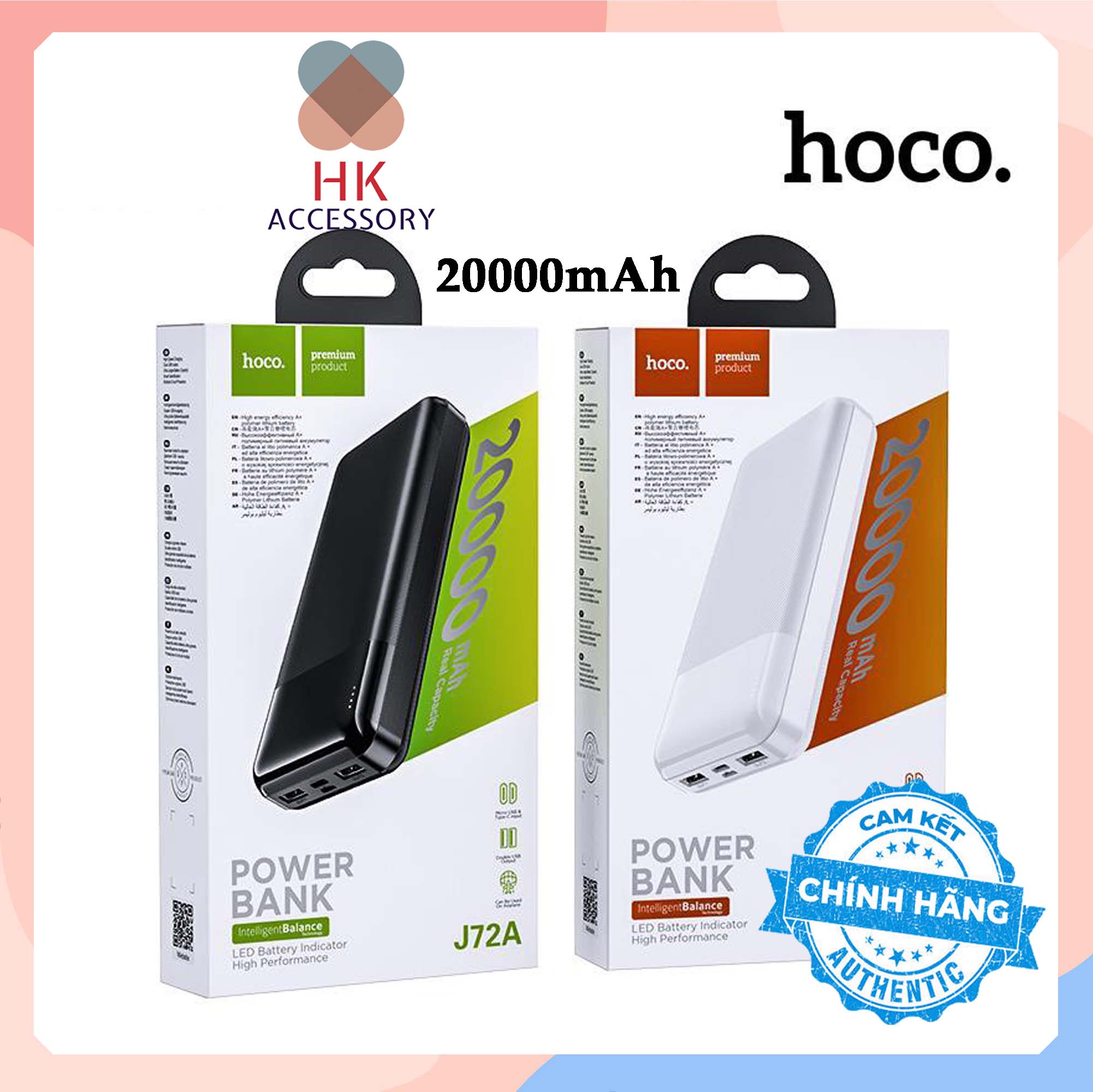 Pin Sạc dự phòng HOCO J72A Dung lượng 20.000 MAh Hàng Chính Hãng