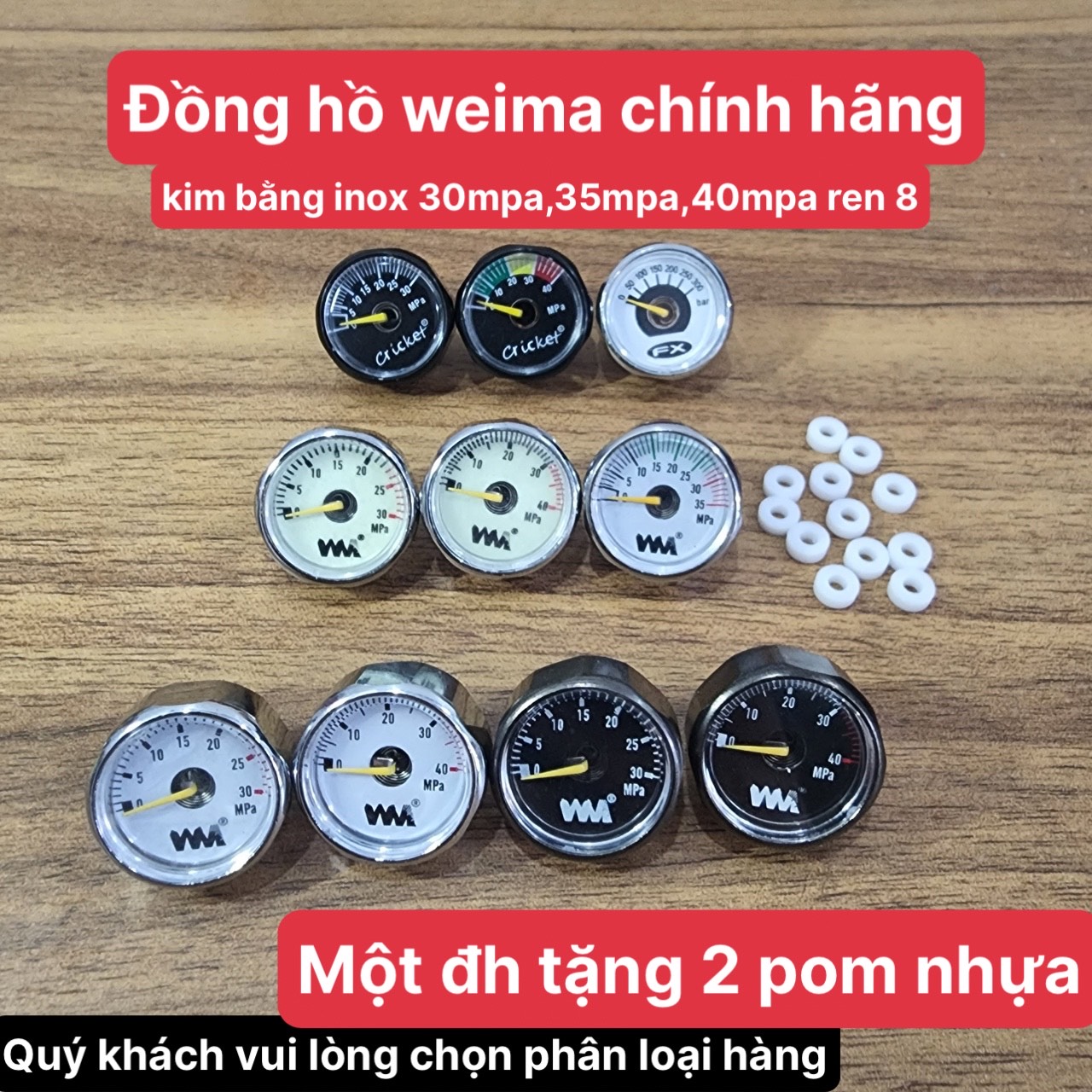Đồng hồ đo áp suất weima cao áp chính hãng kim bằng inox 30mpa 40mpa m8 đồng hồ đo áp suất wm và đồng hồ đen  ( 1 cái )