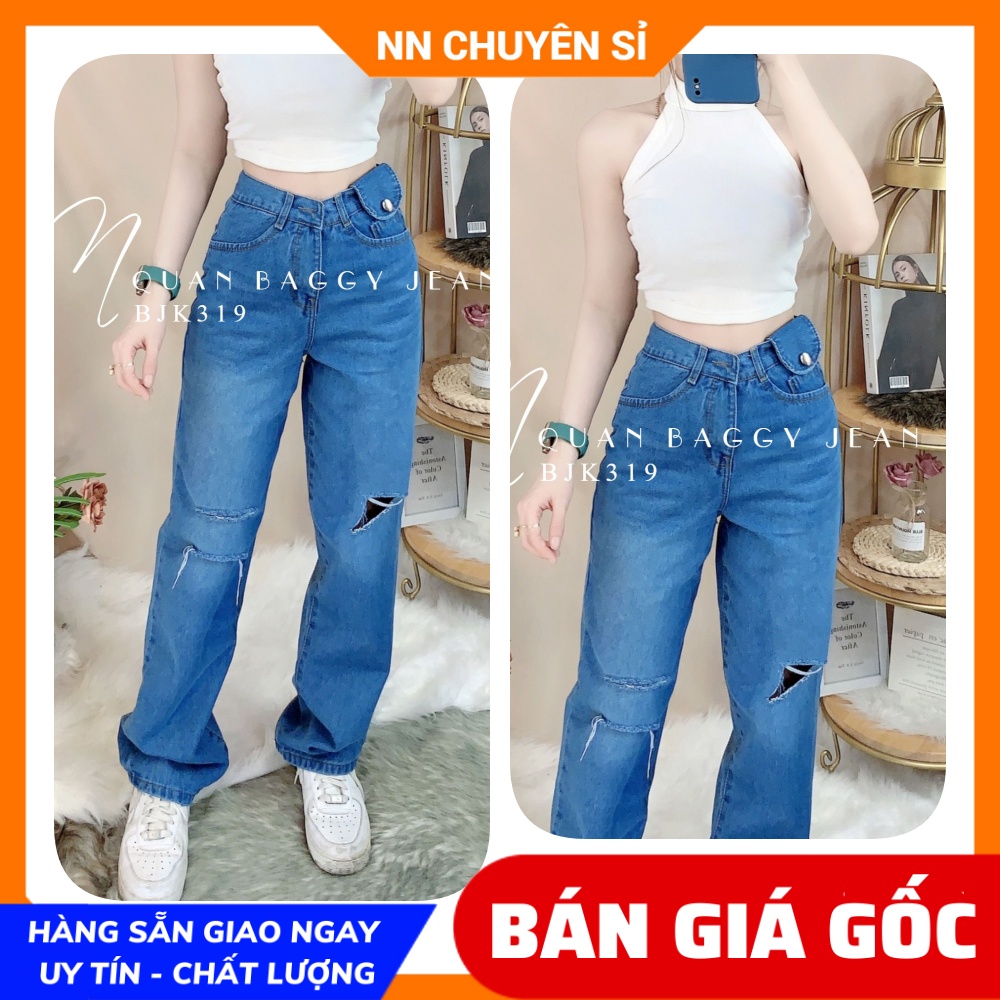 Quần baggy jean ống suông bjk319 🎀 hàng đẹp 🎀 ảnh thật 🎀 quần baggy jean lưng cao 🎀 baggy jean rách