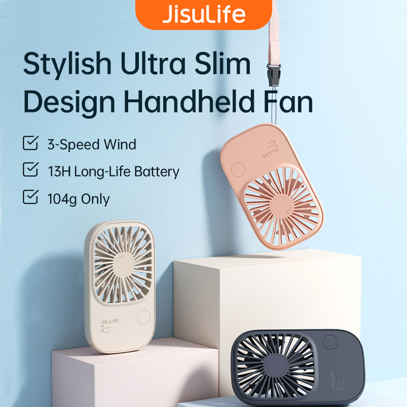Jisulife quạt usb cầm tay quạt đeo cổ mini thể thao ngoài trời điện cầm tay nhỏ