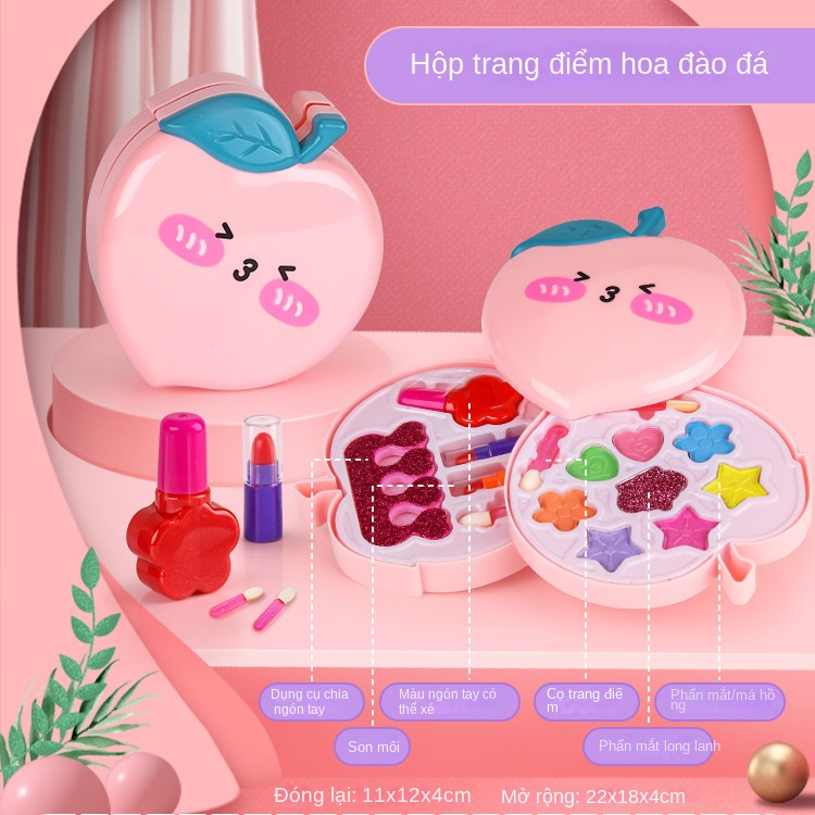 Bộ đồ chơi trang điểm cho trẻ em – Cô gái mỹ phẩm công chúa xách tay, quà tặng trang sức và thay đồ vui chơi