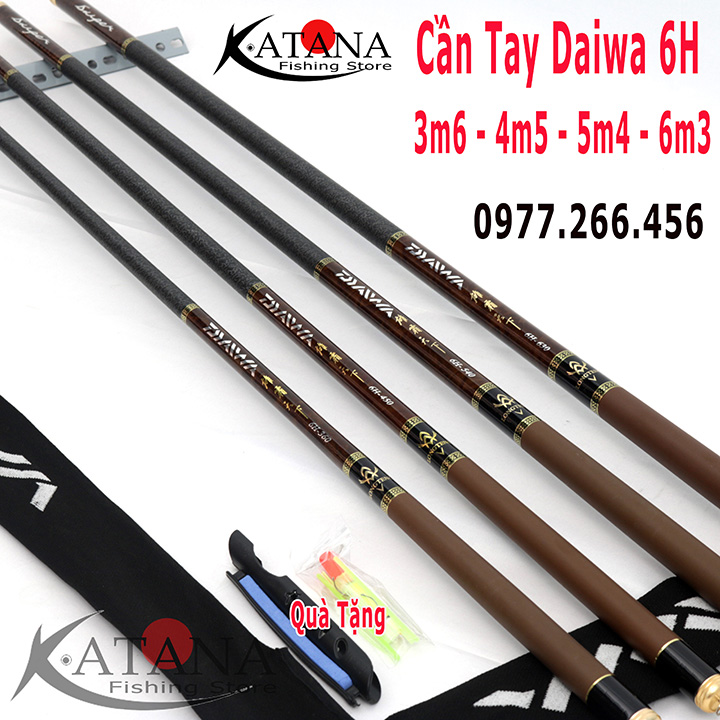 Cần câu tay, câu đài, câu đơn Daiwa 6h nâu cafe 3m6 4m5 5m4 6m3