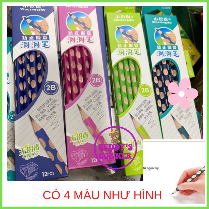 Bút chì định vị 2b, 1 hộp 12 cây, kèm gọt bút chì