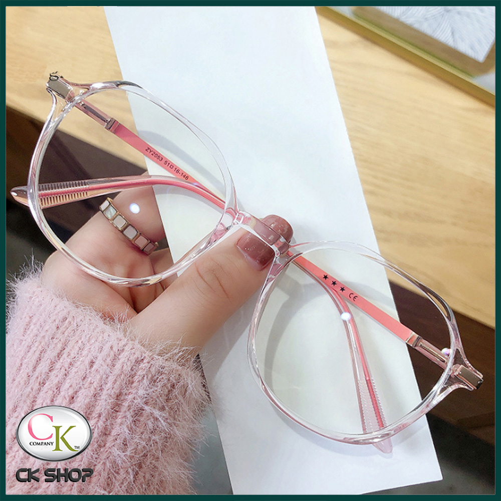 Gọng kính cận nữ/nam mắt lục giác tròn kim loại/nhựa dẻo màu xanh đen hồng tím 2503. Tròng kính giả cận 0 độ chống ánh sáng xanh chống tia UV