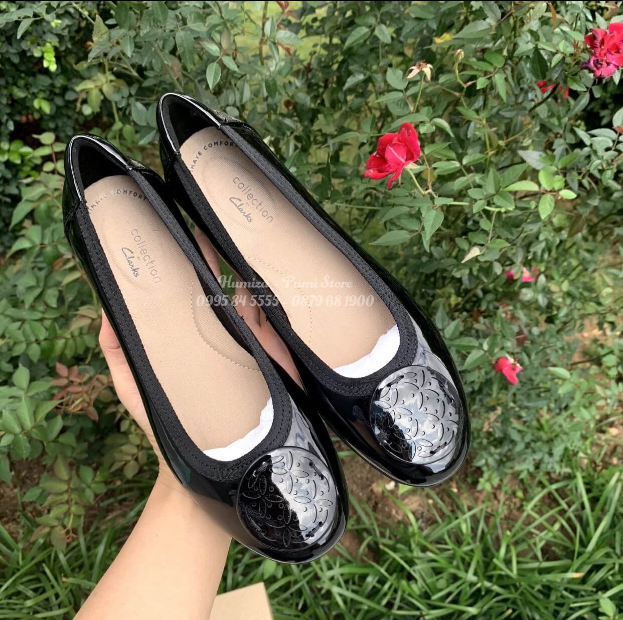 Giày Clarks Gracelin Lola Đen da bóng