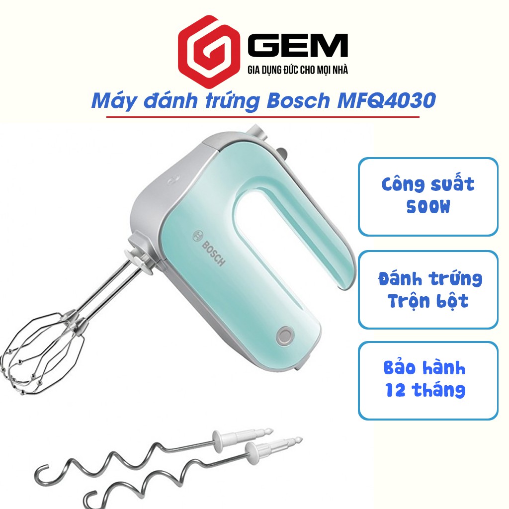 Máy đánh trứng BOSCH MFQ4030 500w Máy đánh trứng ít tiếng ồn, 4 que đánh đi kèm [NHẬP ĐỨC]