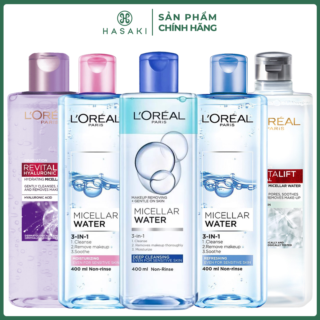 Nước Tẩy Trang L'Oreal Làm Sạch Sâu Trang Điểm , Tươi Mát Da, Ẩm Mượt Da, Làm Sạch & Cấp Ẩm, Làm Sạch Sâu Cho Da Dầu 95ml, 250ml, 400ml | Hasaki Sản Phẩm Chính Hãng