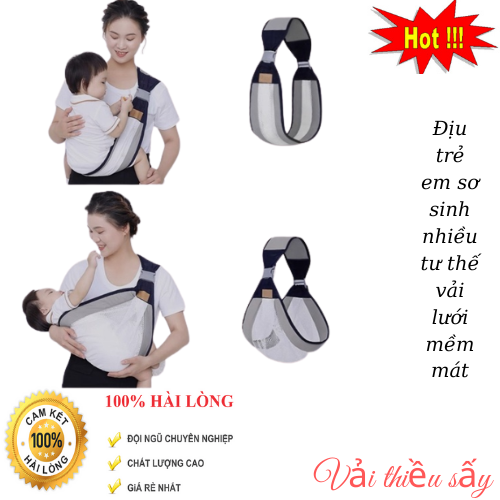 Địu trẻ em sơ sinh nhiều tư thế vải lưới mềm mát , địu em bé sơ sinh phía trước, địu đa chức năng