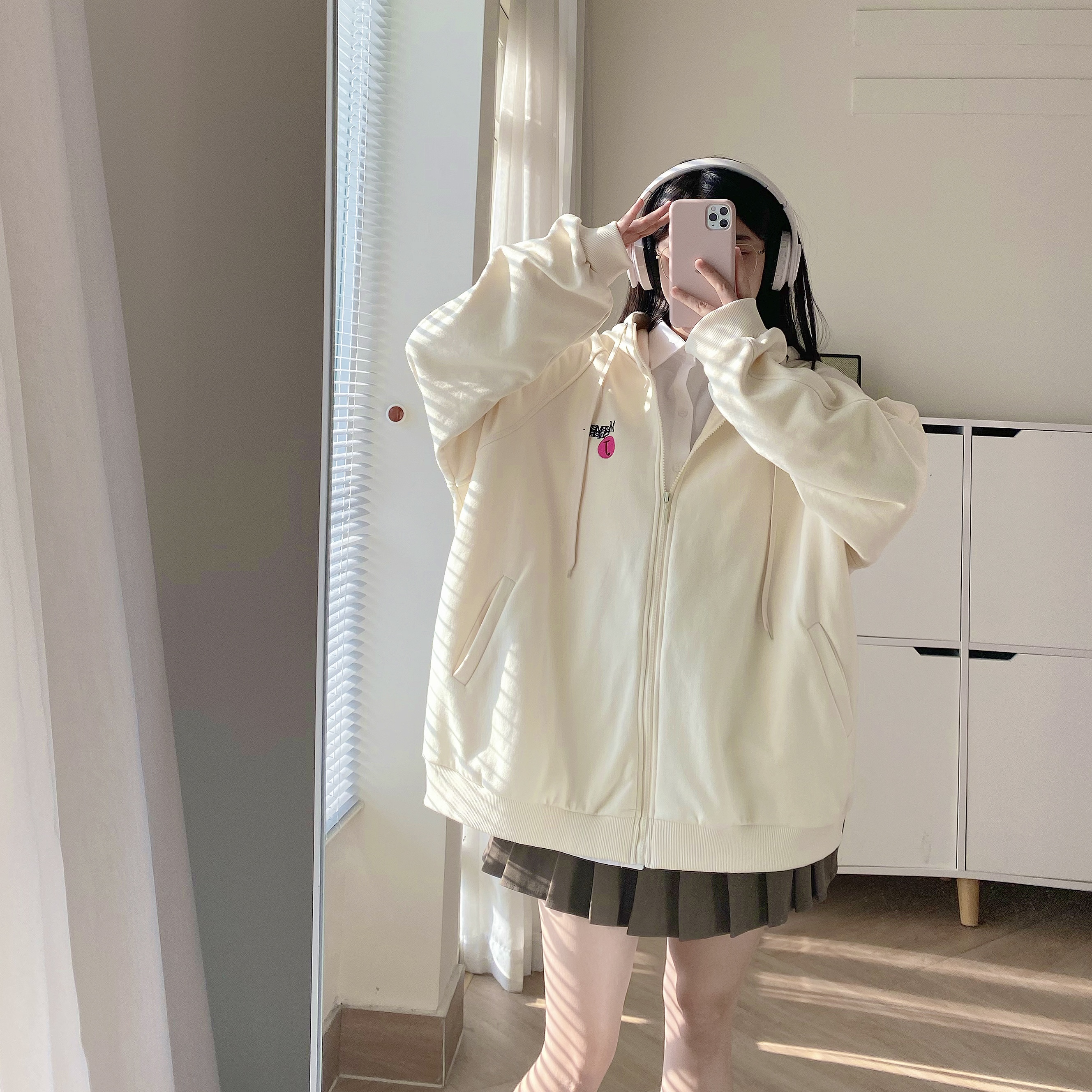 Áo khoác hoodie nữ jem studio phong cách ulzzang unisex chất vải chân cua ramp 10390