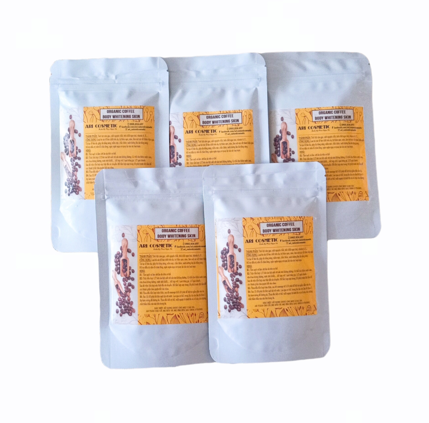 SỈ 5 Gói Bột Tắm Trắng Cafe Sữa Non - Dùng Được Cho Face & Body - CAM KẾT TRẮNG NGAY LẦN ĐẦU SỬ DỤNG