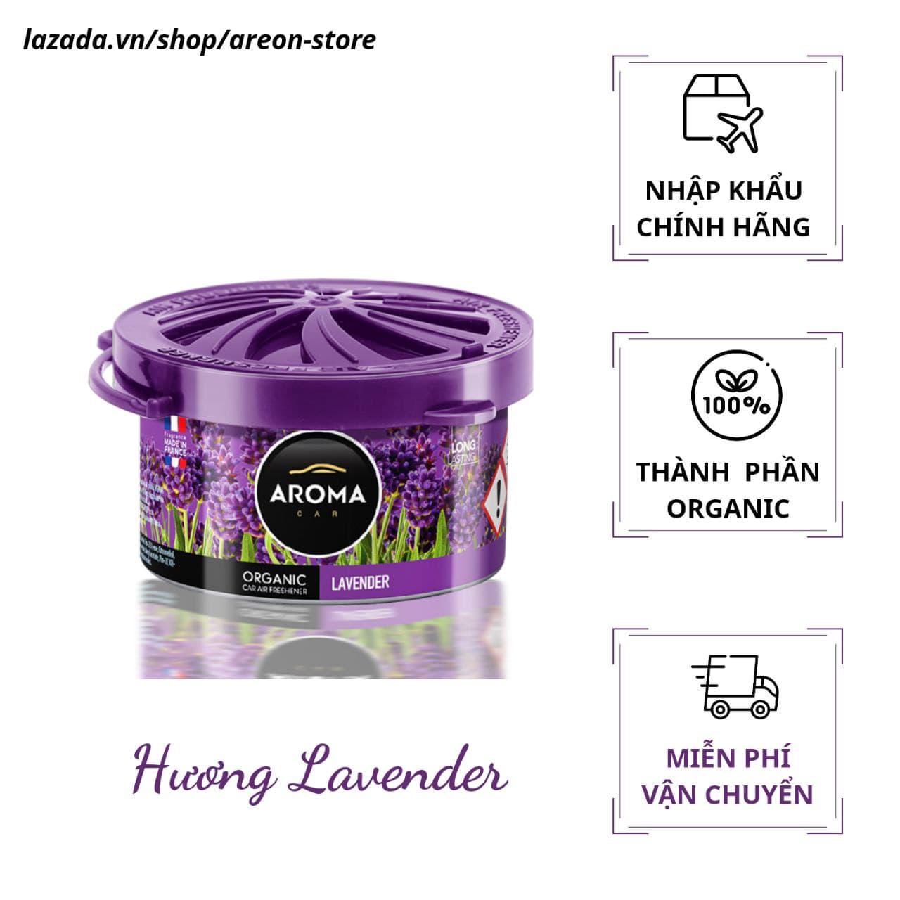 Sáp Thơm Khử Mùi Ô Tô Aroma Car Organic (Hương Lavender) Nhập Khẩu Chính Hãng