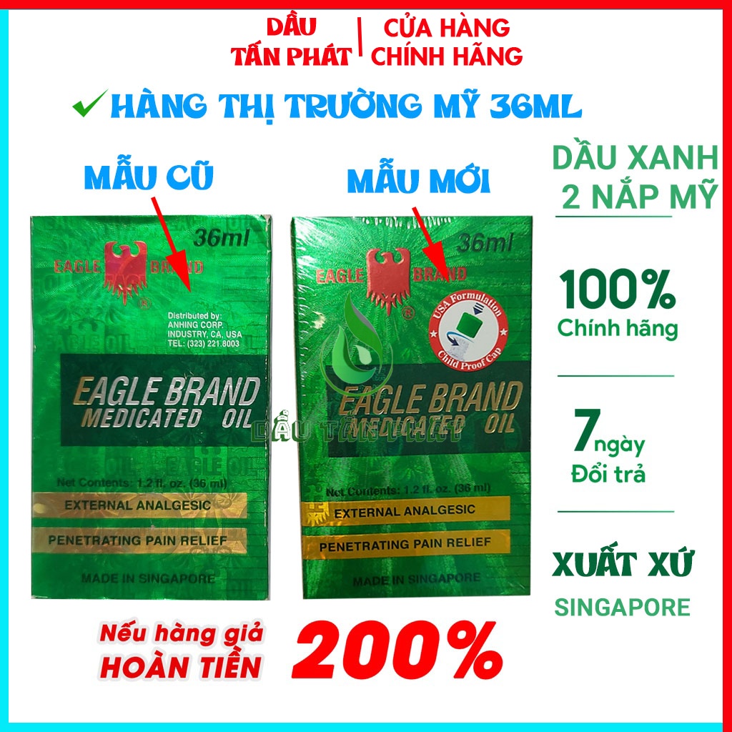 (Hàng Thật) Dầu Gió Xanh 2 Nắp 36ml Singapore Xuất Mỹ -Cam kết hàng thiệt