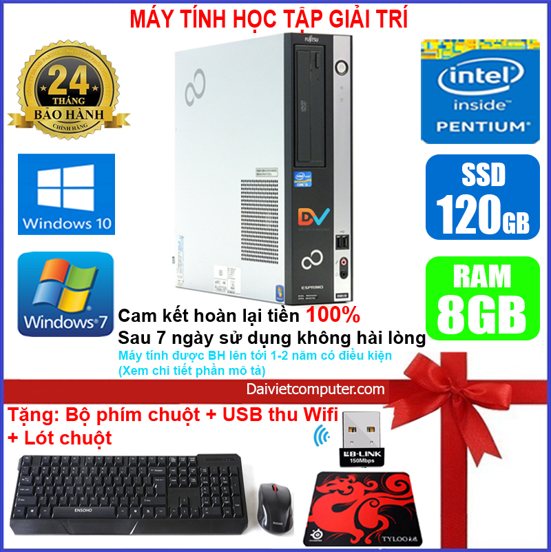 [Trả góp 0%]Case máy tính Fujitsu CPU Core i7 2600 / Ram 4-8GB / SSD 120-240GB [TẶNG: Bộ phím chuột + USB thu wifi + bàn di chuột] FUI72 - LDV2
