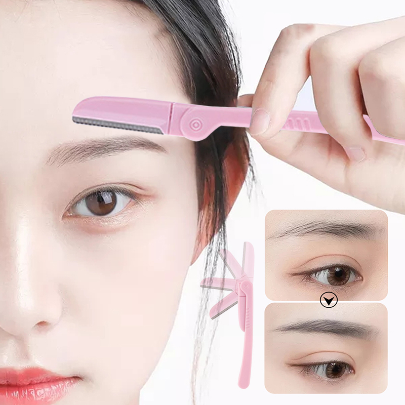 Dụng cụ cạo lông mày gấp, dụng cụ cạo lông mày bằng thép không gỉ, dụng cụ làm đẹp cầm tay