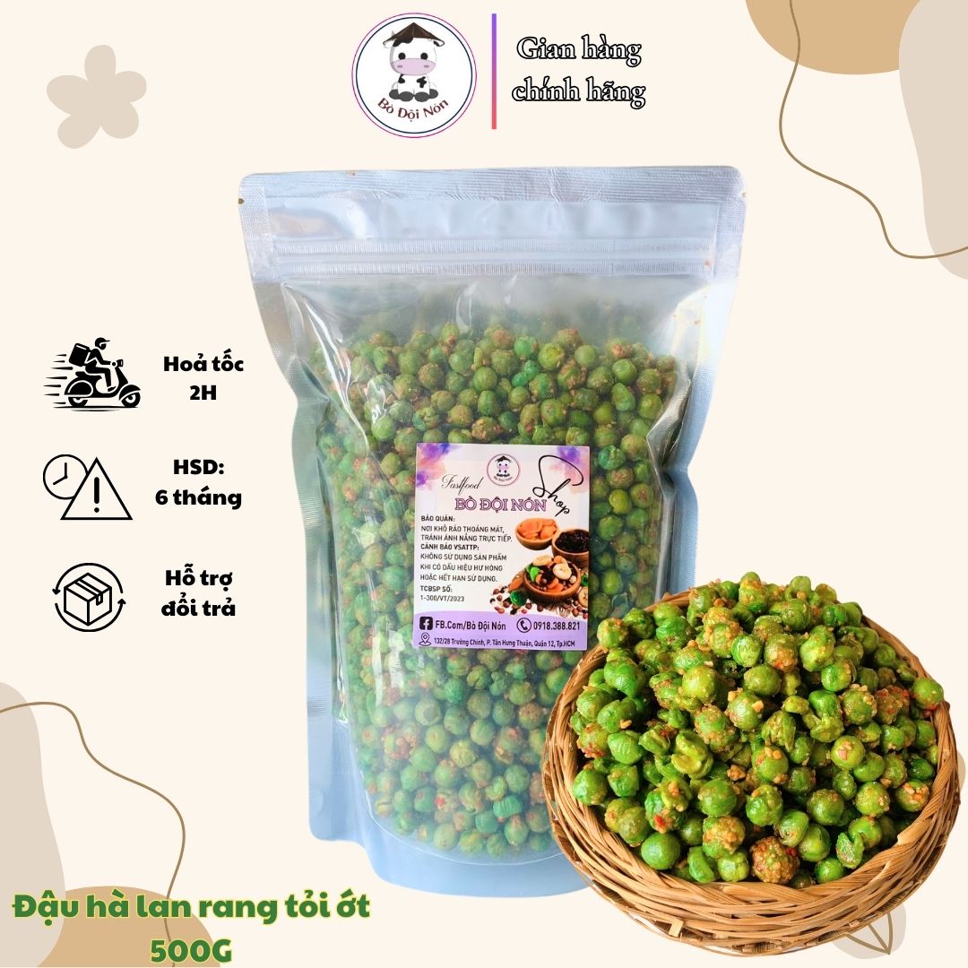 Đậu hà lan tỏi ớt 500g bò đội nón