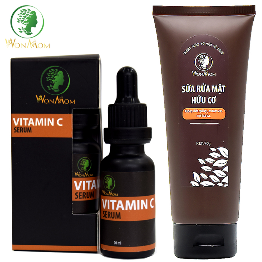 Bộ dưỡng da mặt organic làm sạch da ngăn ngừa mụn trắng sáng da mặt wonmom