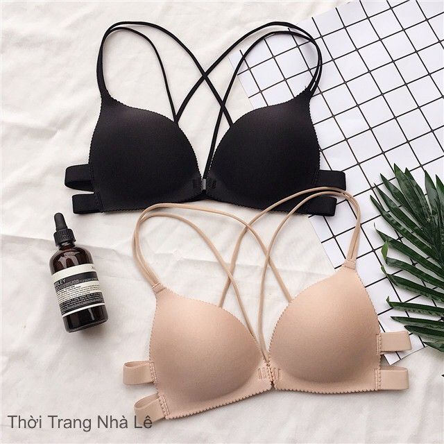 Áo bra đúc su nâng ngực cài trước dây lưng đan chéo 810- LN075