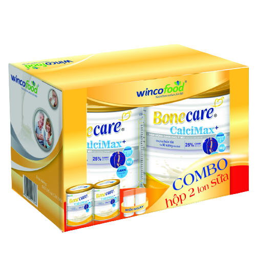 Combo 2 lon sữa bột Wincofood Bonecare Calcimax+ (850g/lon) : dành cho người từ 18 tuổi trở lên bổ sung canxi - Collagen và đường Isomalt phòng ngừa loãng xương, giúp chống lão hóa đẹp da và ngừa tiểu đường.
