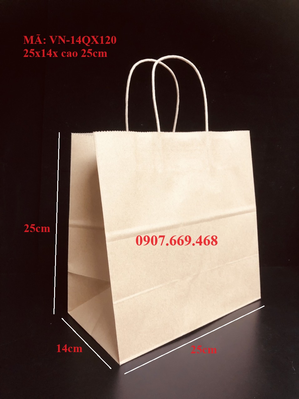 Túi giấy kraft nâu có quai xách